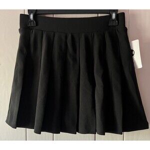 New Mix Skort Junior’s Size Large Black Pleated With Pocket Scuba Knit Style